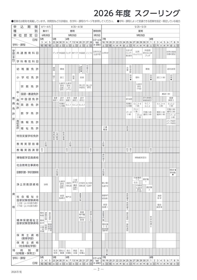 スクーリングのしおり2026